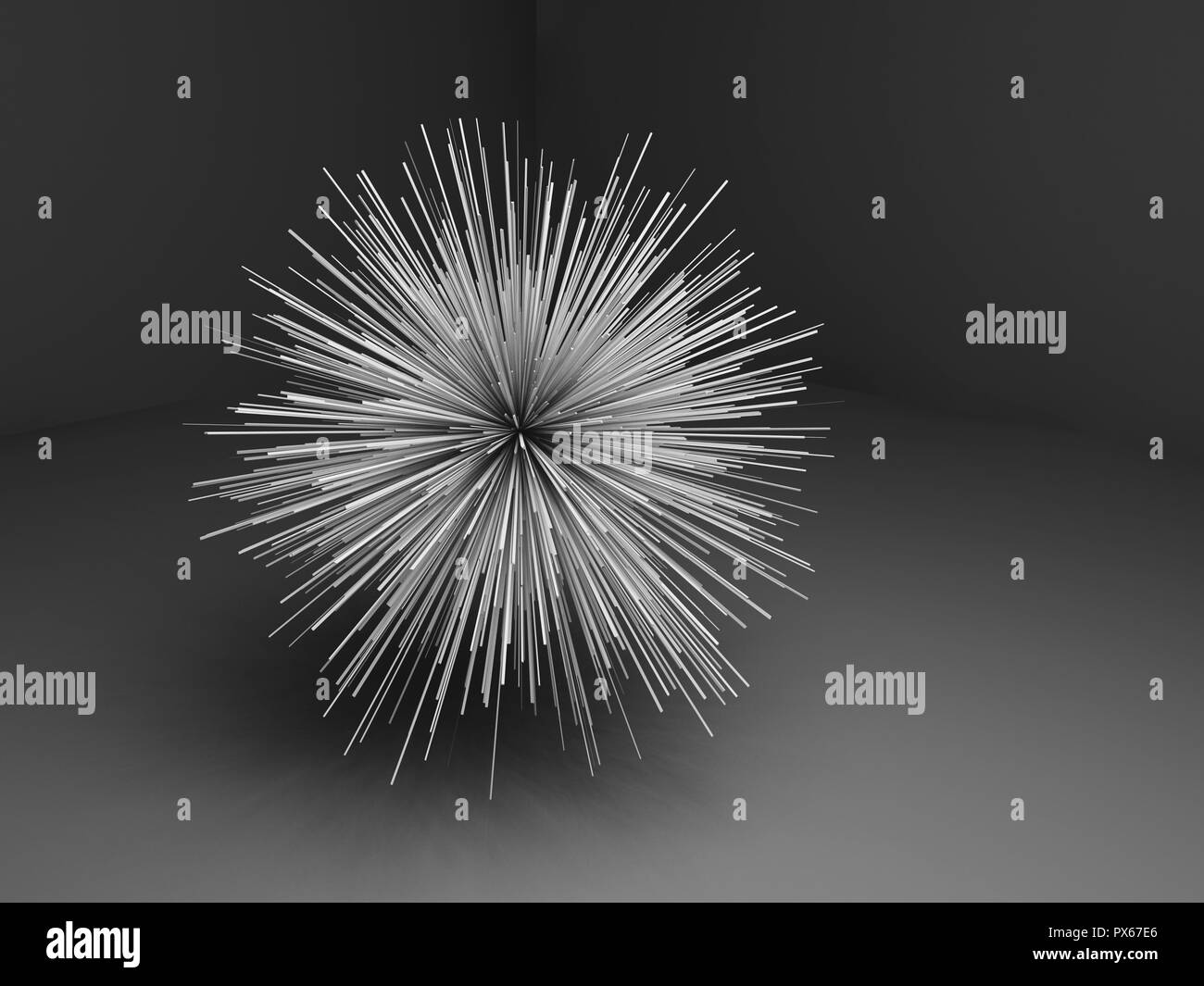 Random astratto a forma di stella oggetto nel buio, 3D render Foto Stock