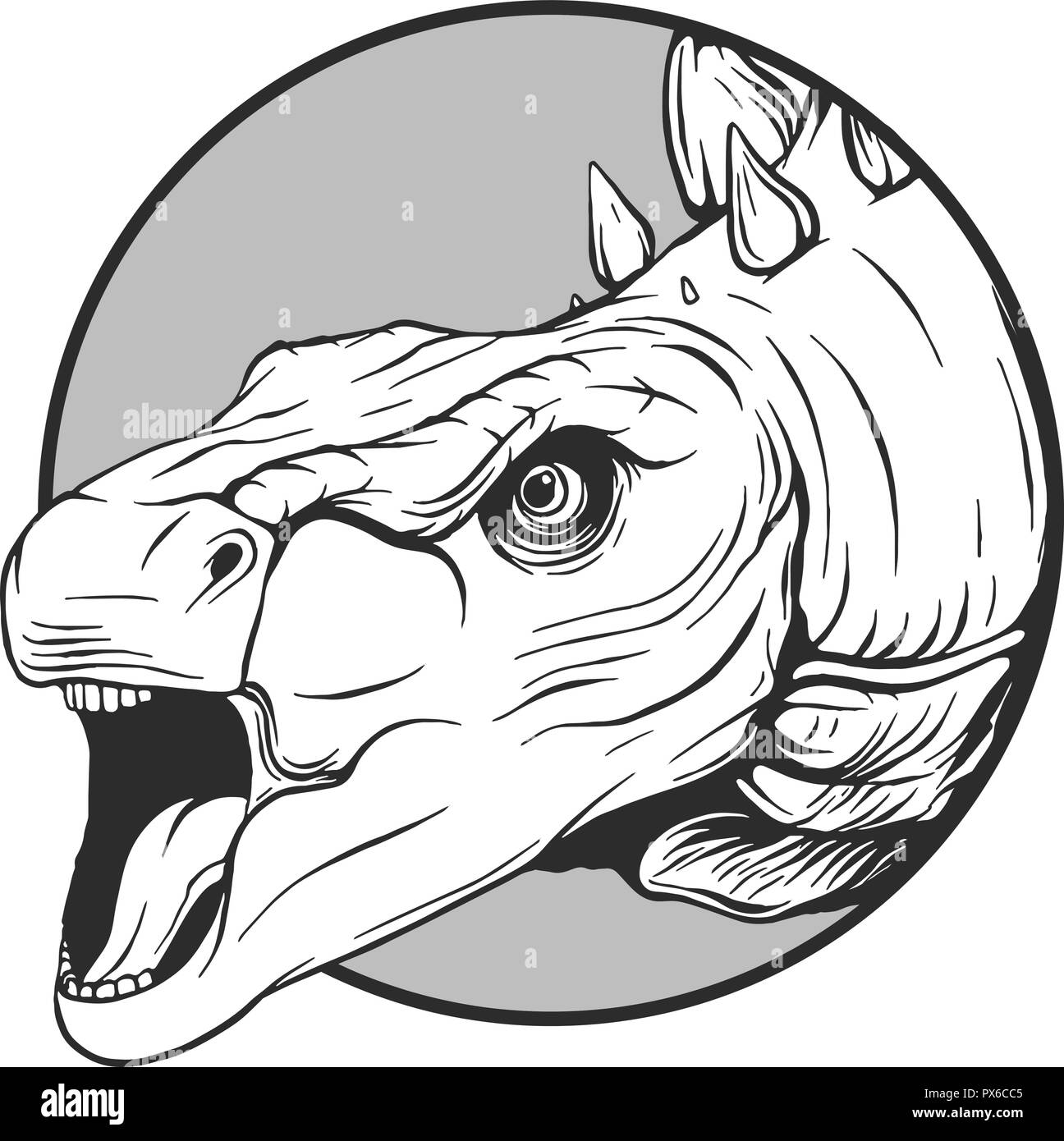 Schizzo di un cartoon dinosaur nel vettore illustartion Illustrazione Vettoriale