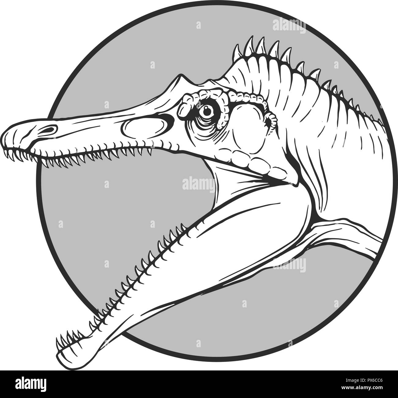 Schizzo di un cartoon dinosaur nel vettore illustartion Illustrazione Vettoriale