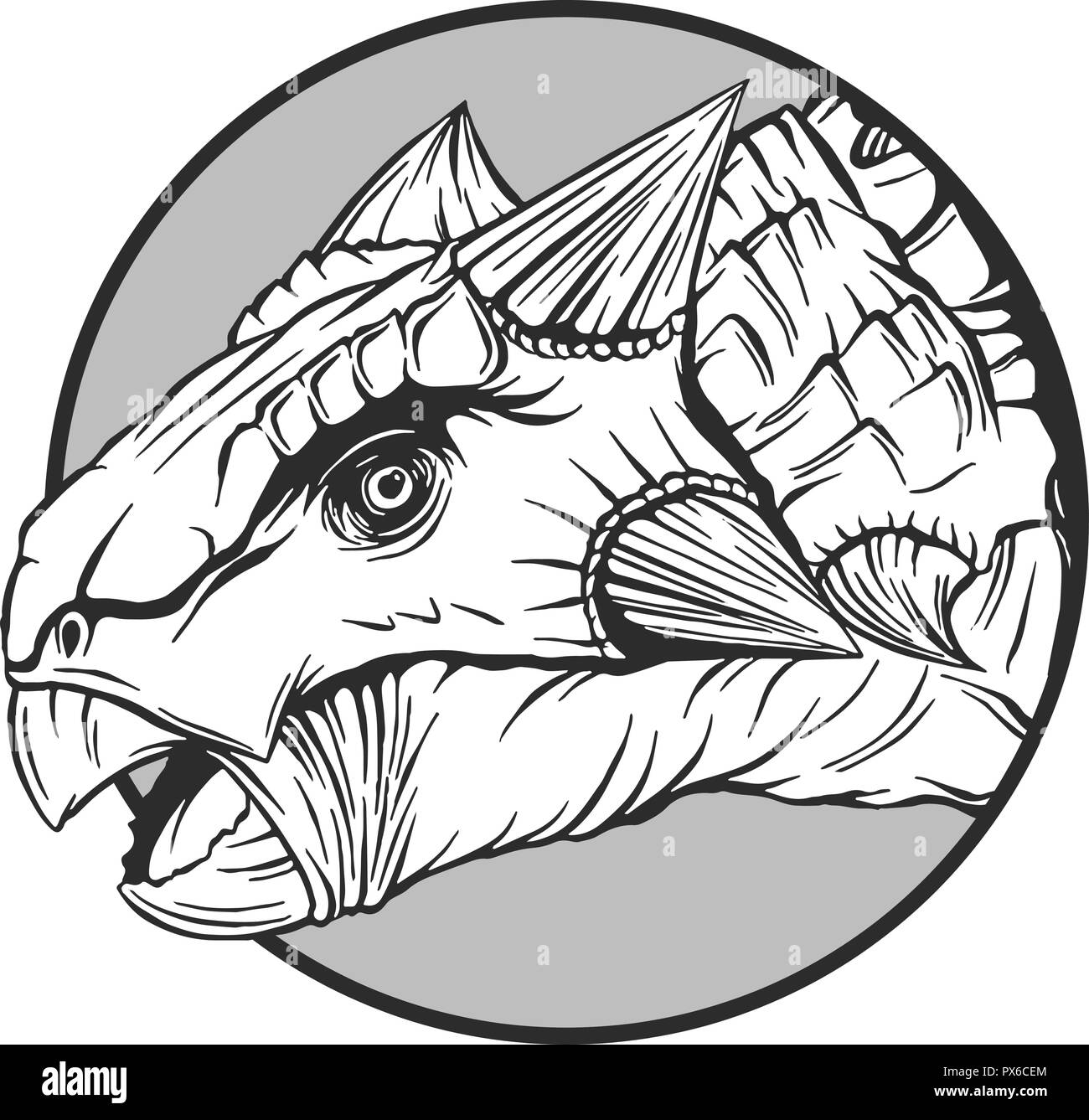 Schizzo di un cartoon dinosaur nel vettore illustartion Illustrazione Vettoriale