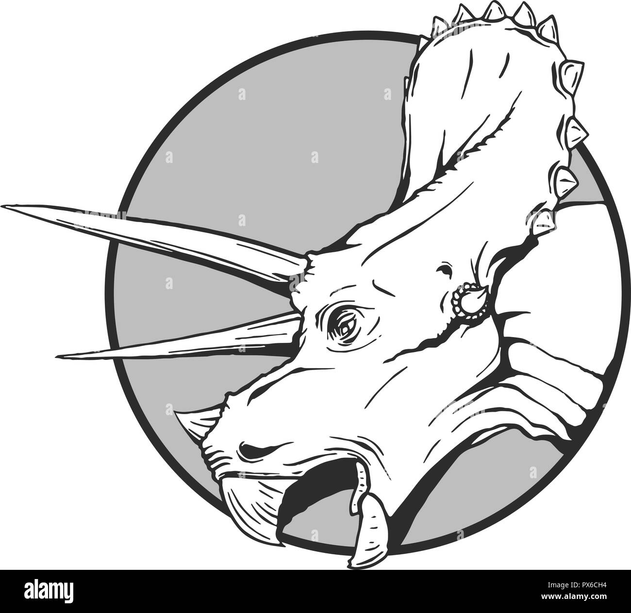 Schizzo di un cartoon dinosaur nel vettore illustartion Illustrazione Vettoriale