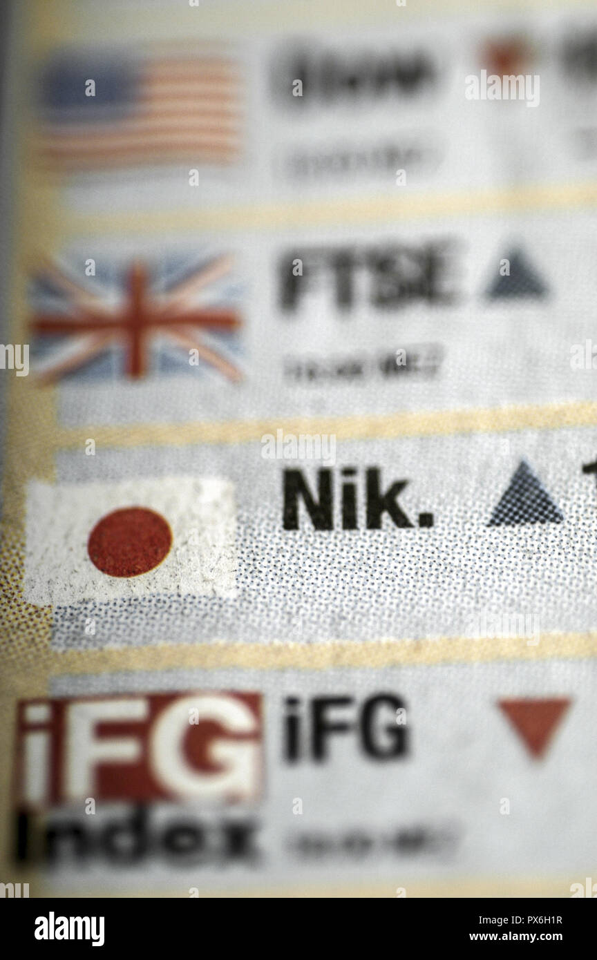 Scambio internazionale, FTSE, Nikkei, iFG Foto Stock