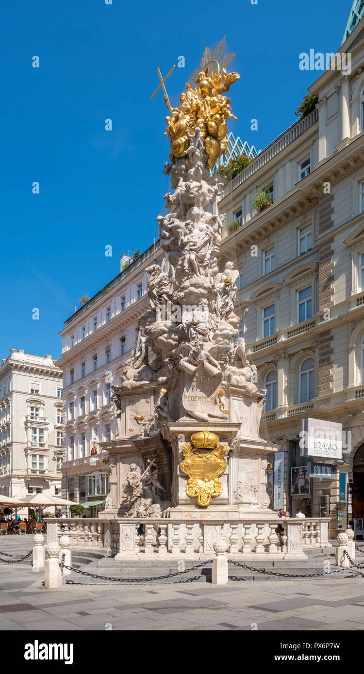 La colonna della Peste, Pestsaule, sul Graben nel centro di Vienna, Austria, Europa Foto Stock