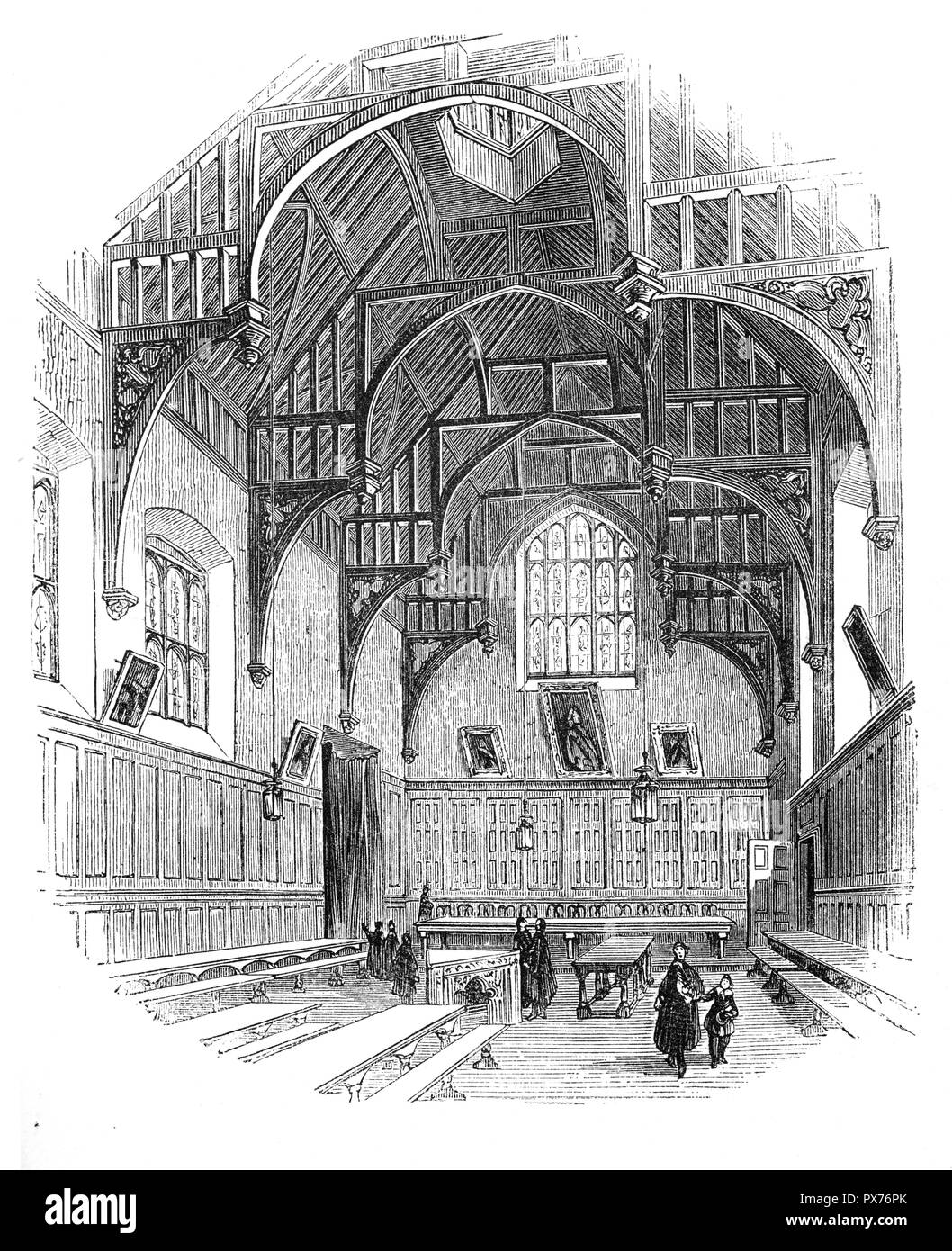 Gray's Inn Hall, uno dei quattro Inns Of Court di Londra a cui i " barristers " di Inghilterra e Galles appartengono e dove essi sono chiamati alla barra. (Gli altri tre sono Middle Temple, tempio interno e Lincoln's Inn.) originariamente il più grande Inn di corte, Grey's è oggi il più piccolo della Locanda della corte. Esso si trova in Gray's Inn Square entro la città di Londra Foto Stock