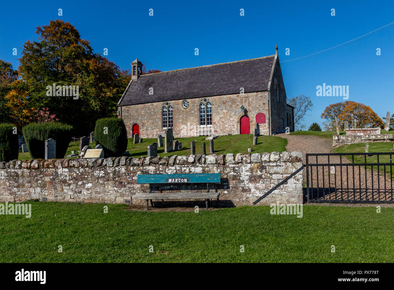 Maxton Kirk e sede ferroviaria, Maxton , St Boswells, Roxburghshire, Scozia Foto Stock