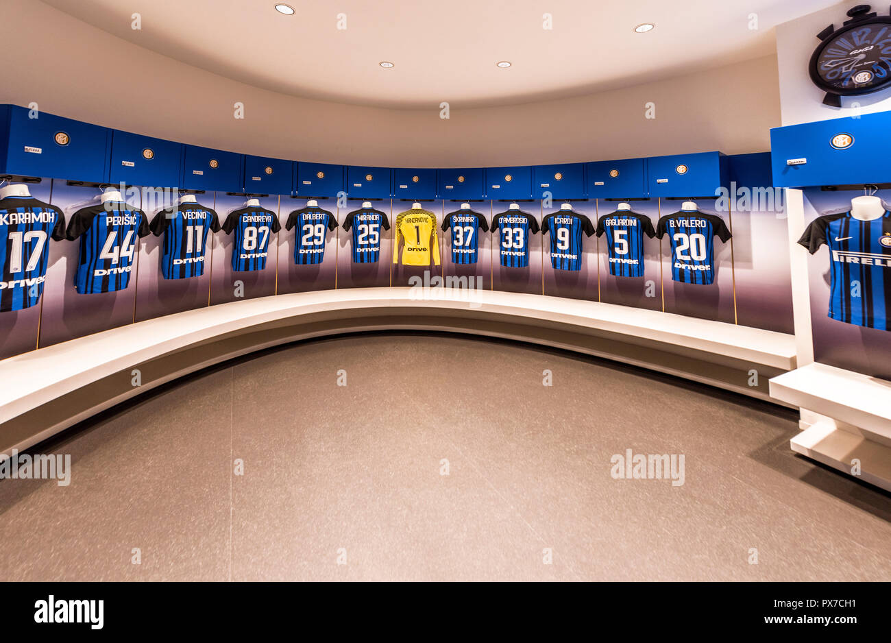 Spogliatoi di FC Inter a San Siro Arena Foto Stock