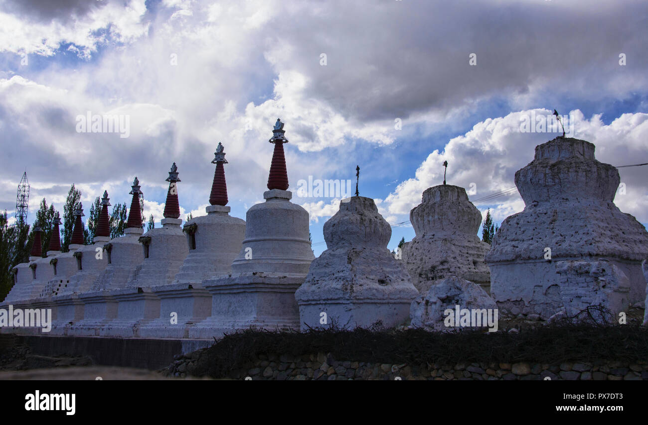 Monastero di Thiksay (Thikse) arroccato su una collina, Indus Valle, Ladakh, India Foto Stock