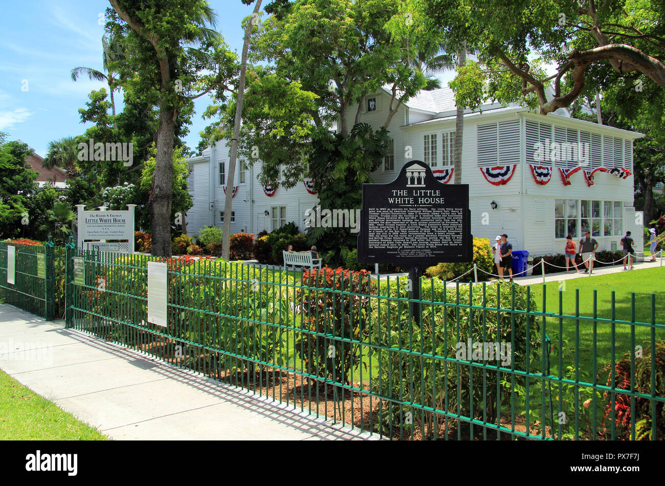 La piccola casa Bianca una volta servita come un rifugio presidenziale di Harry Truman e ora è una popolare destinazione turistica di Key West, FL, 4 Agosto 2018 Foto Stock