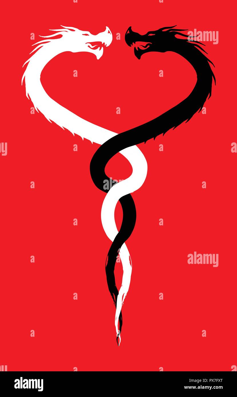 Twisted draghi simbolo Illustrazione Vettoriale