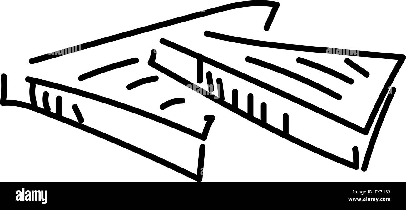 Fette di pane tostato isolati su sfondo bianco, vista dall'alto. stile pen. piatto simbolo iconico Illustrazione Vettoriale