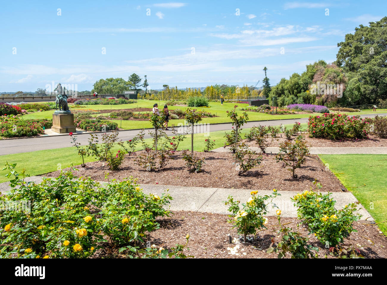 Royal Botanic Garden nel centro di Sydney e il Palazzo del Giardino delle Rose in primavera, Sydney, Australia Foto Stock