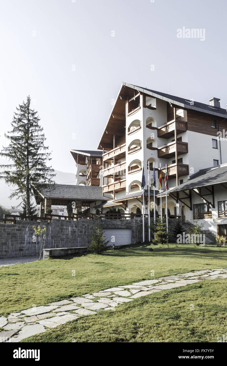 Bansko, hotel, ski ressort, Bulgaria, montagne Pirin Foto Stock