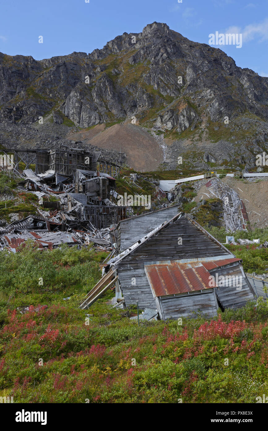 Indipendenza miniera d'oro in cima Hatcher Pass in Alaska STATI UNITI D'AMERICA Foto Stock