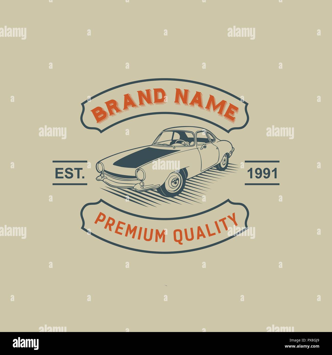 Un modello di classico o vintage o retrò auto logo design. in stile vintage Illustrazione Vettoriale