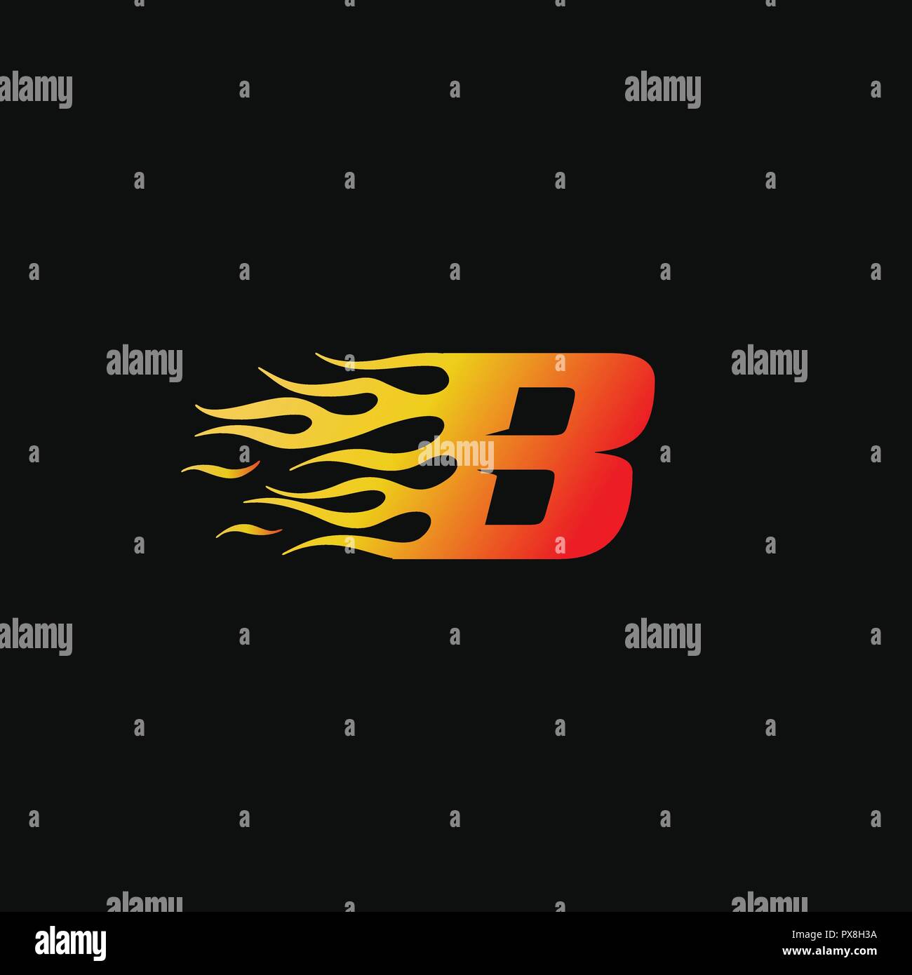 Lettera B fiamma di fuoco logo del modello di progettazione Illustrazione Vettoriale