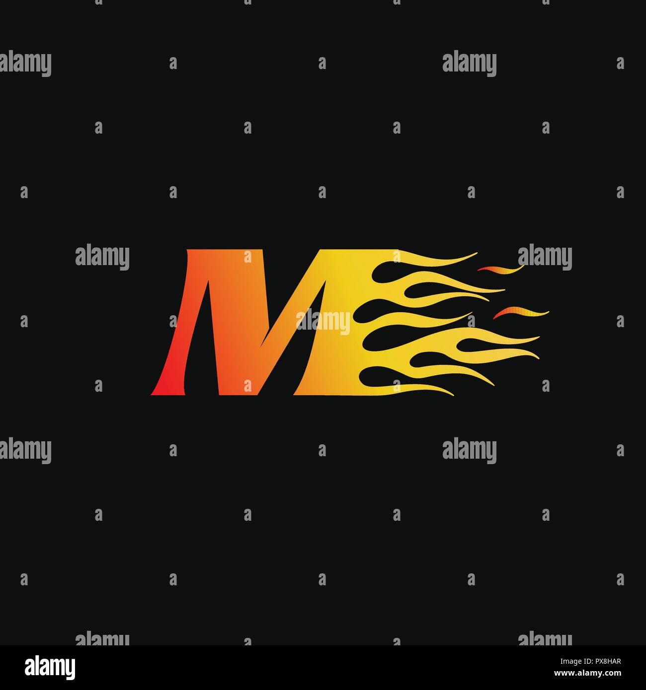 La lettera M fiamma di fuoco logo del modello di progettazione Illustrazione Vettoriale