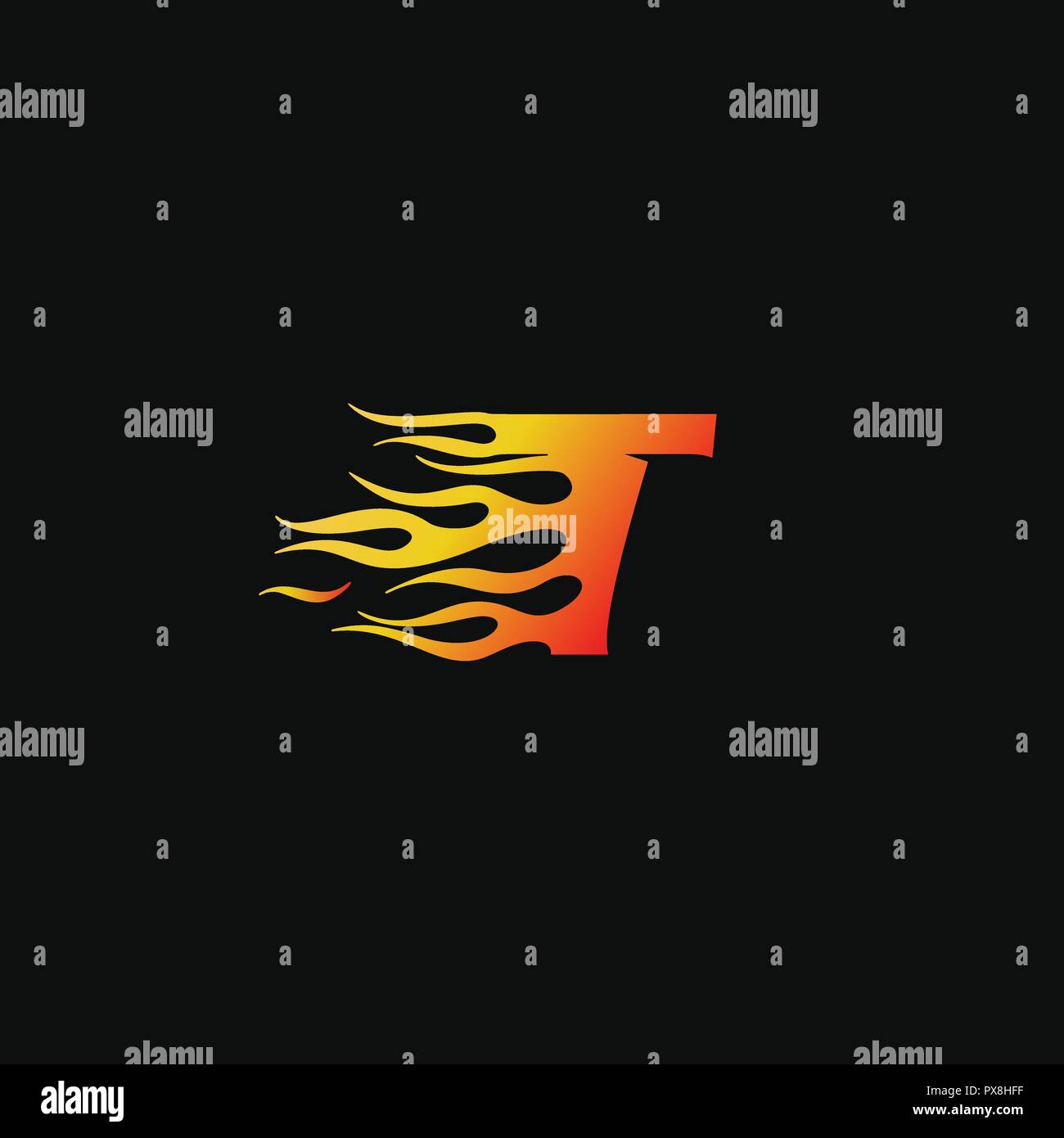 Lettera T fiamma di fuoco logo del modello di progettazione Illustrazione Vettoriale