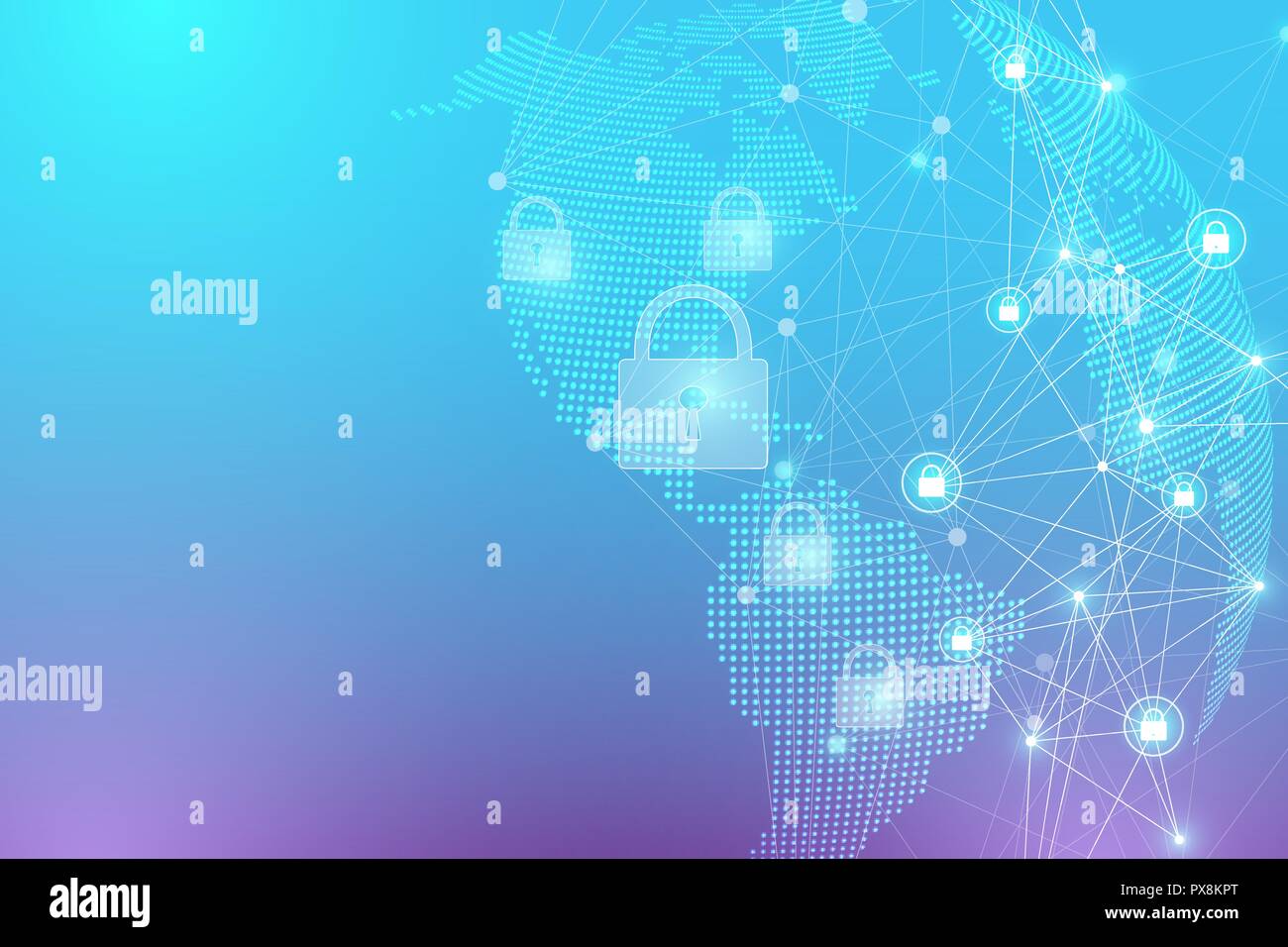 Il concetto di protezione. La sicurezza dei dati del sistema di protezione dello schermo di verifica. Cyber security e informazioni di protezione di rete o. Il futuro della tecnologia informatica. Privacy del sistema. Illustrazione Vettoriale. Illustrazione Vettoriale