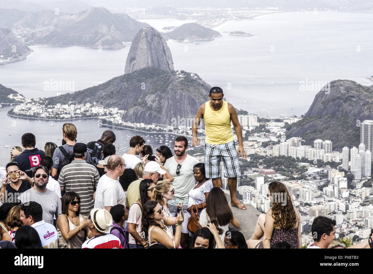 Rio de Janeiro Corcovado, Sugar Loaf, Botafogo, Brasile Foto Stock