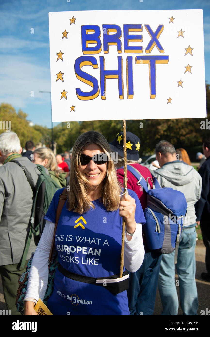 Londra, Regno Unito. Xx oct, 2018. Voto popolare - Marzo per il futuro contro Brexit Credito: A.Bennett/Alamy Live News. Foto Stock