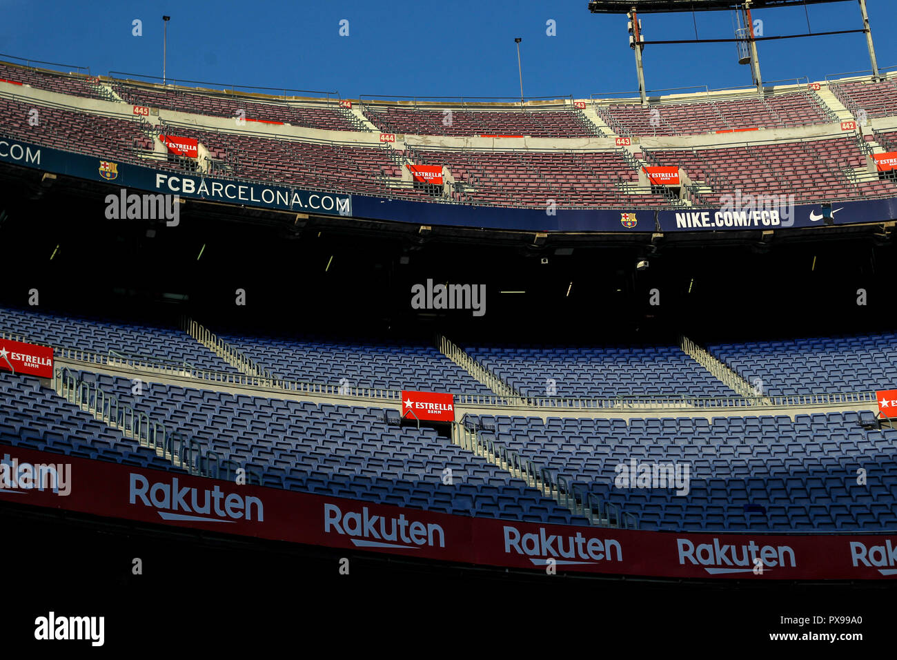 Camp Nou, Barcellona, Spagna. Xx oct, 2018. La Liga calcio, Barcelona versus Sevilla; vuoto stadio Camp Nou prima della partita Credito: Azione Sport Plus/Alamy Live News Foto Stock