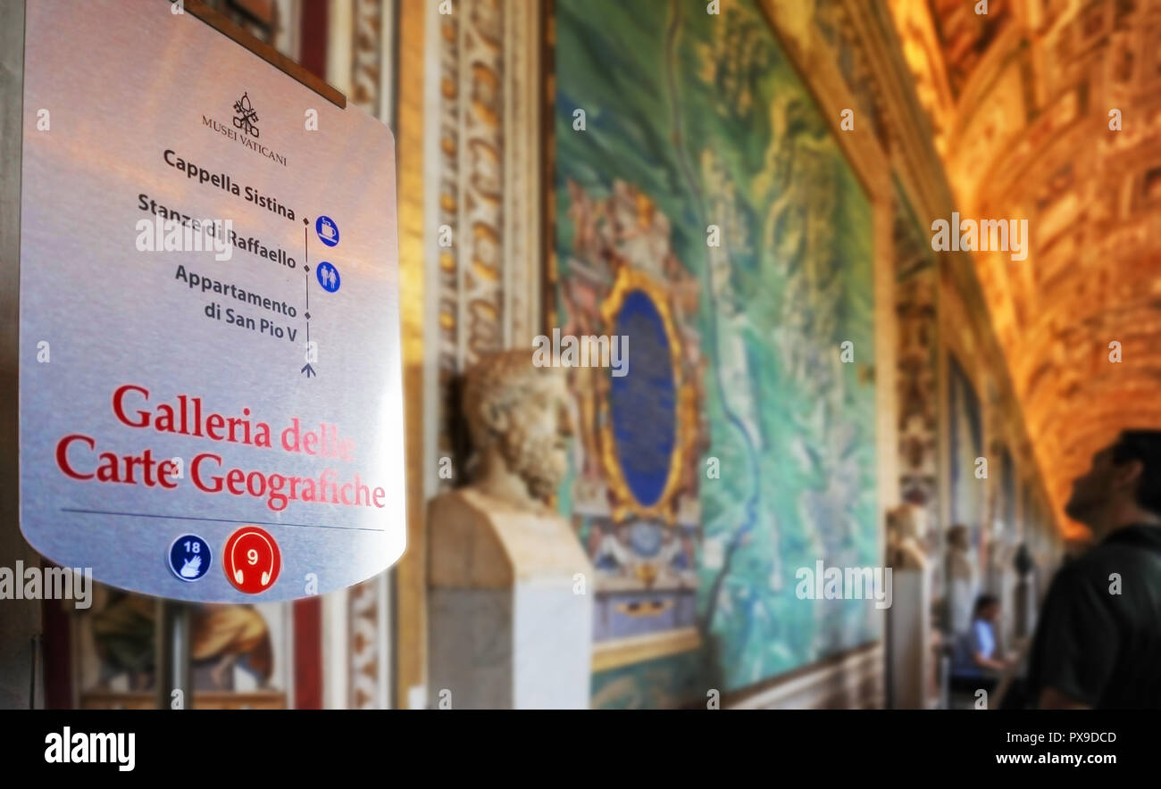 Impressionante Galleria delle Carte geografiche nei Musei Vaticani Foto Stock