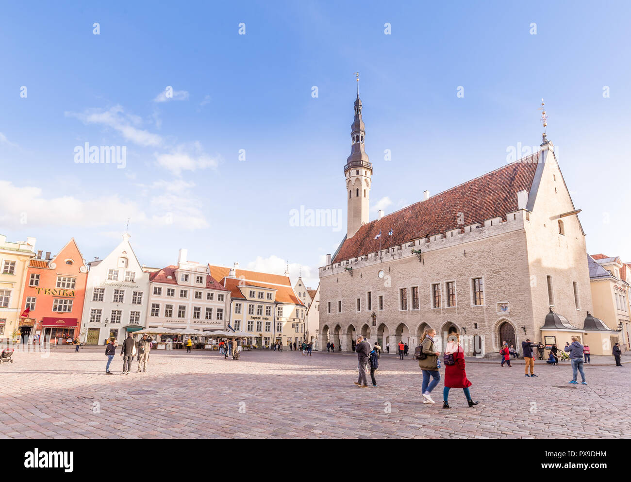 Piazza del Municipio di Tallinn Estonia Foto Stock
