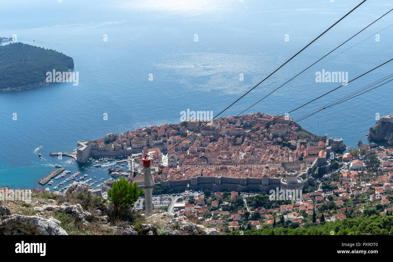 Panorama di Dubrovnik Città Vecchia, Croazia Foto Stock