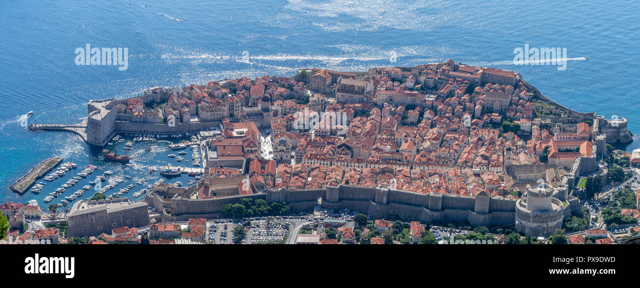 Panorama di Dubrovnik Città Vecchia, Croazia Foto Stock