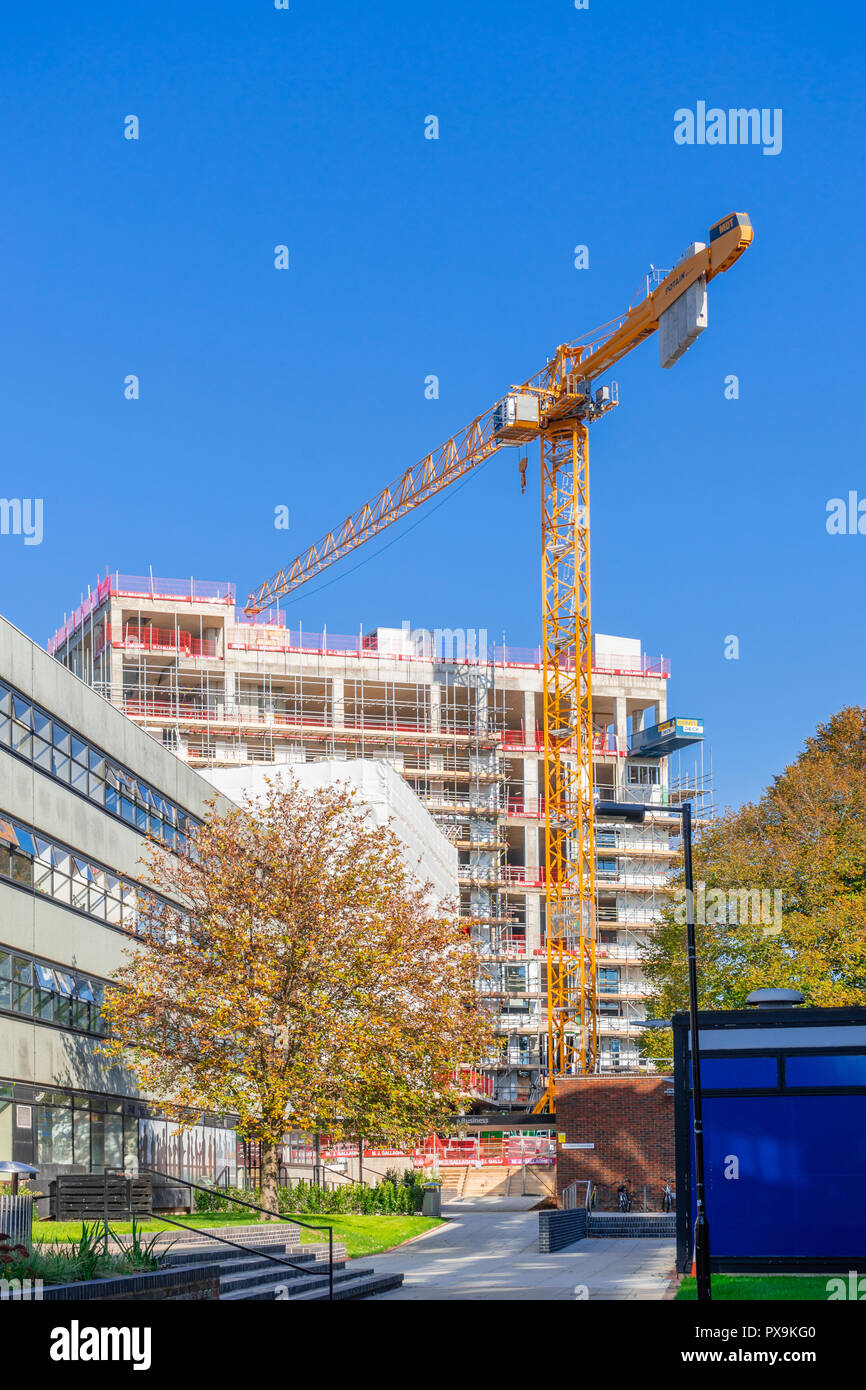 Sito di costruzione con la costruzione di gru presso l Università di Southampton Foto Stock