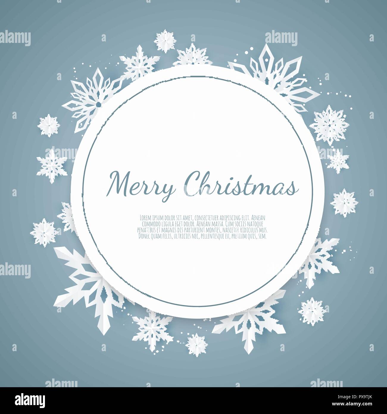 Abstract design invernale con i fiocchi di neve e lo spazio per il testo. Illustrazione Vettoriale