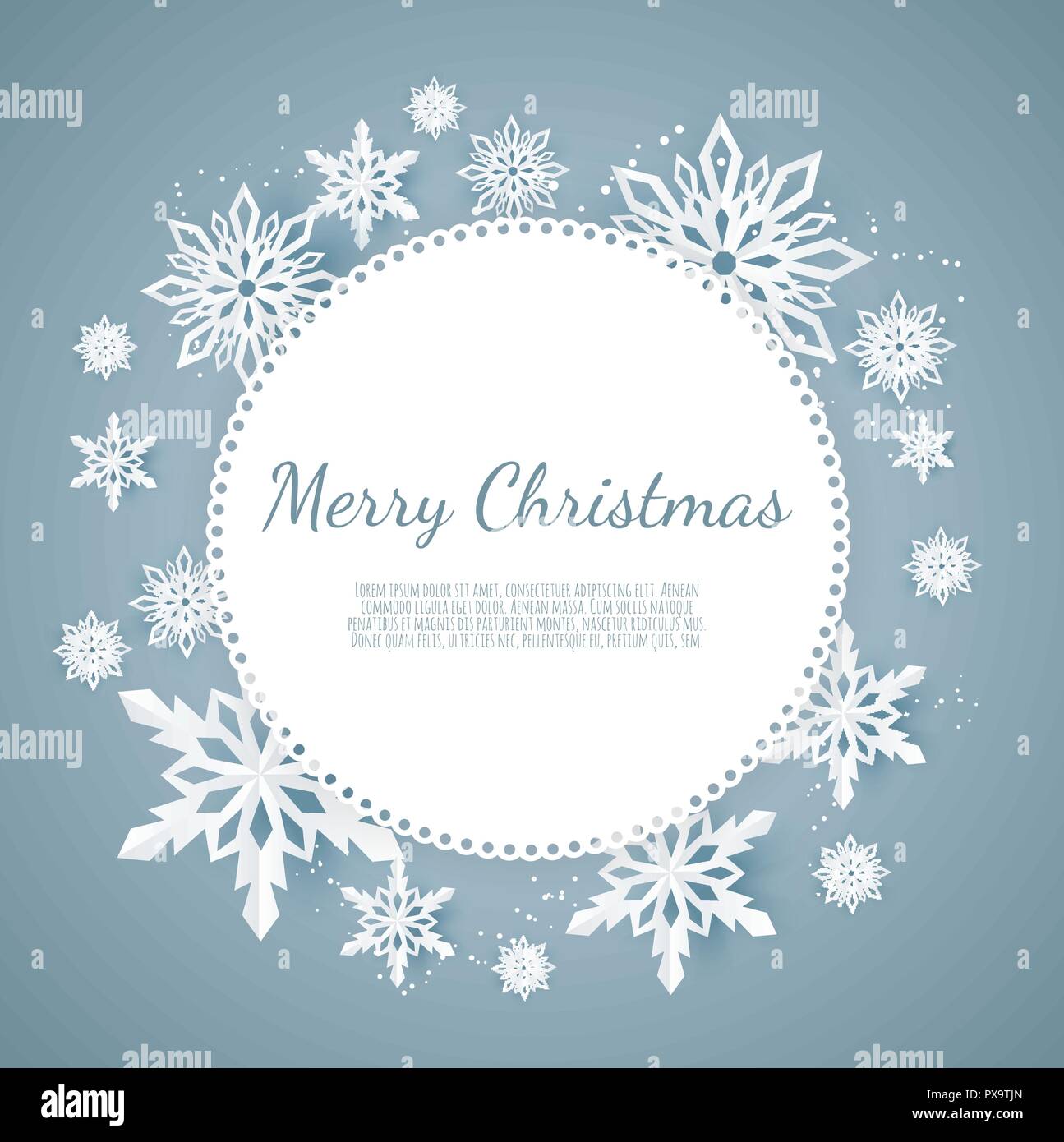 Abstract design invernale con i fiocchi di neve e lo spazio per il testo. Illustrazione Vettoriale