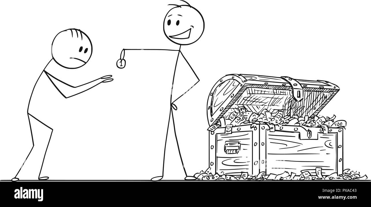 Cartoon di altezzosi fiero uomo o imprenditore dando una moneta al mendicante o Supplicant Illustrazione Vettoriale