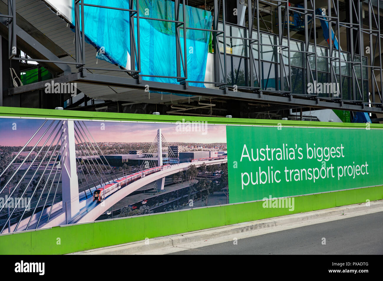 Costruzione di australia più grande del trasporto pubblico il progetto della Metropolitana di Sydney con il lavoro sta procedendo in Rouse Hill,Sydney , Australia Foto Stock