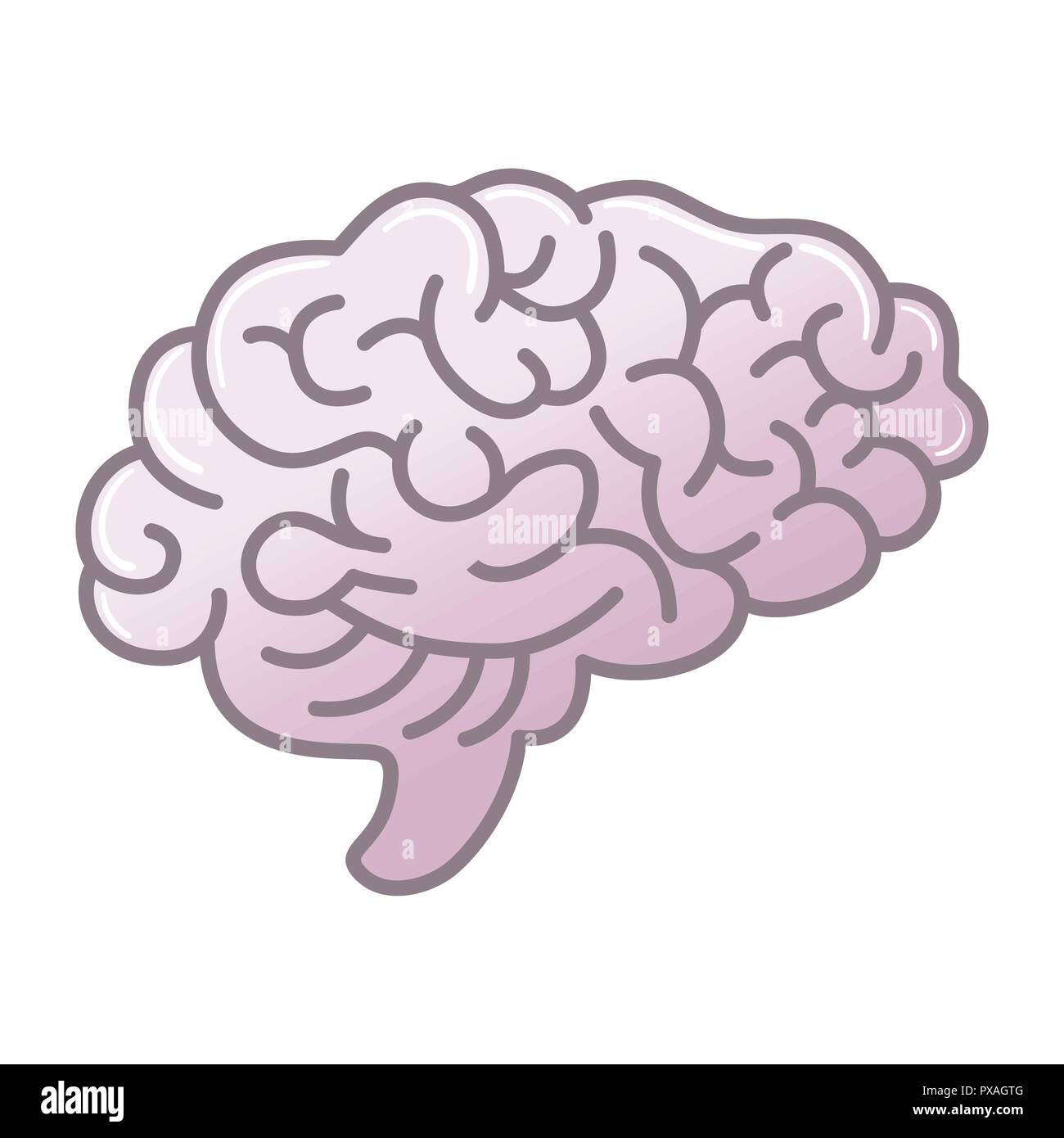 Cervello umano icona, simbolo dell'intelletto, di studio e di apprendimento e l'istruzione. Illustrazione Vettoriale