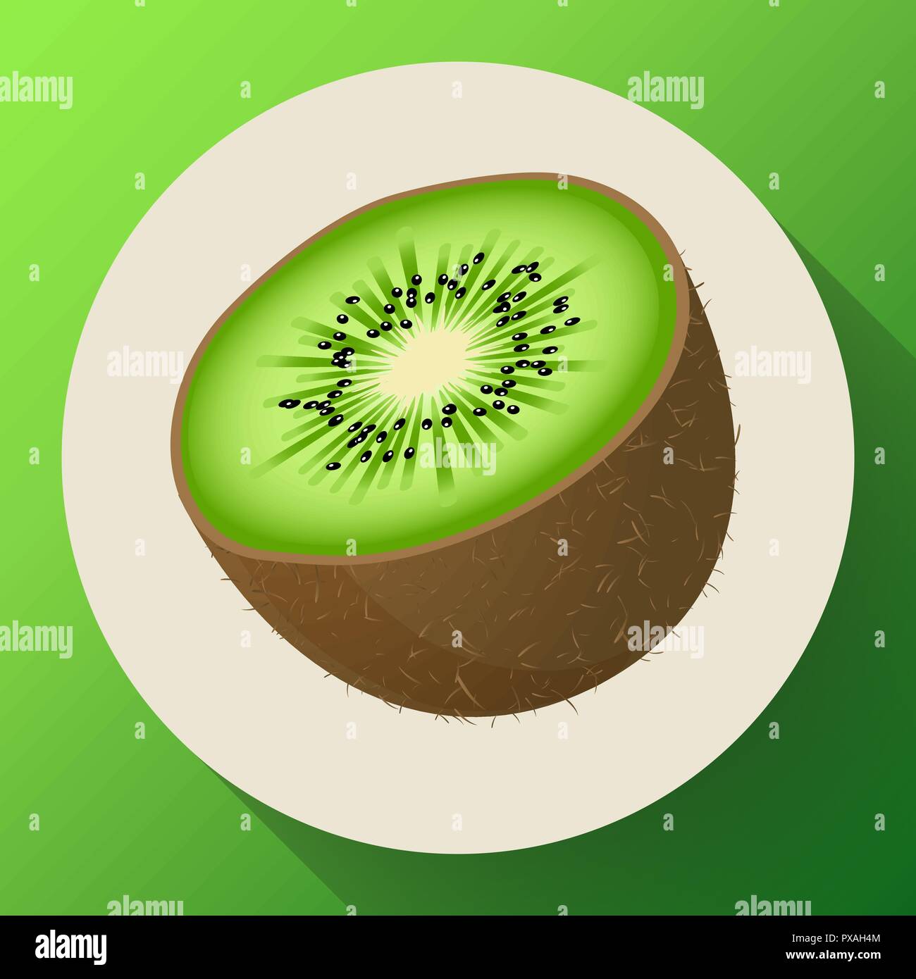 Singola mezza di ripe succosa kiwi vettore icona Illustrazione Vettoriale