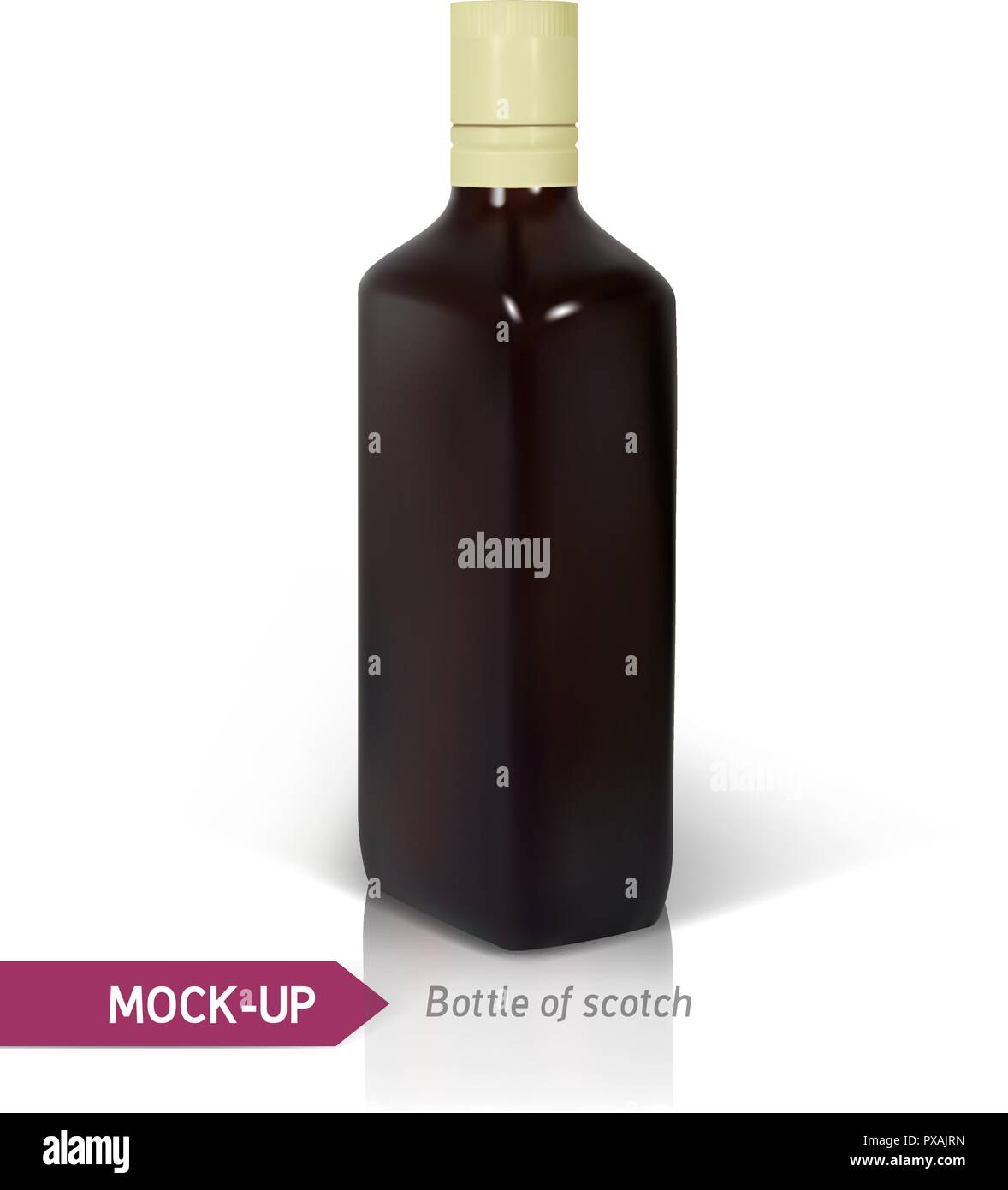 Dark realistico square Scotch bottiglia. Illustrazione Vettoriale