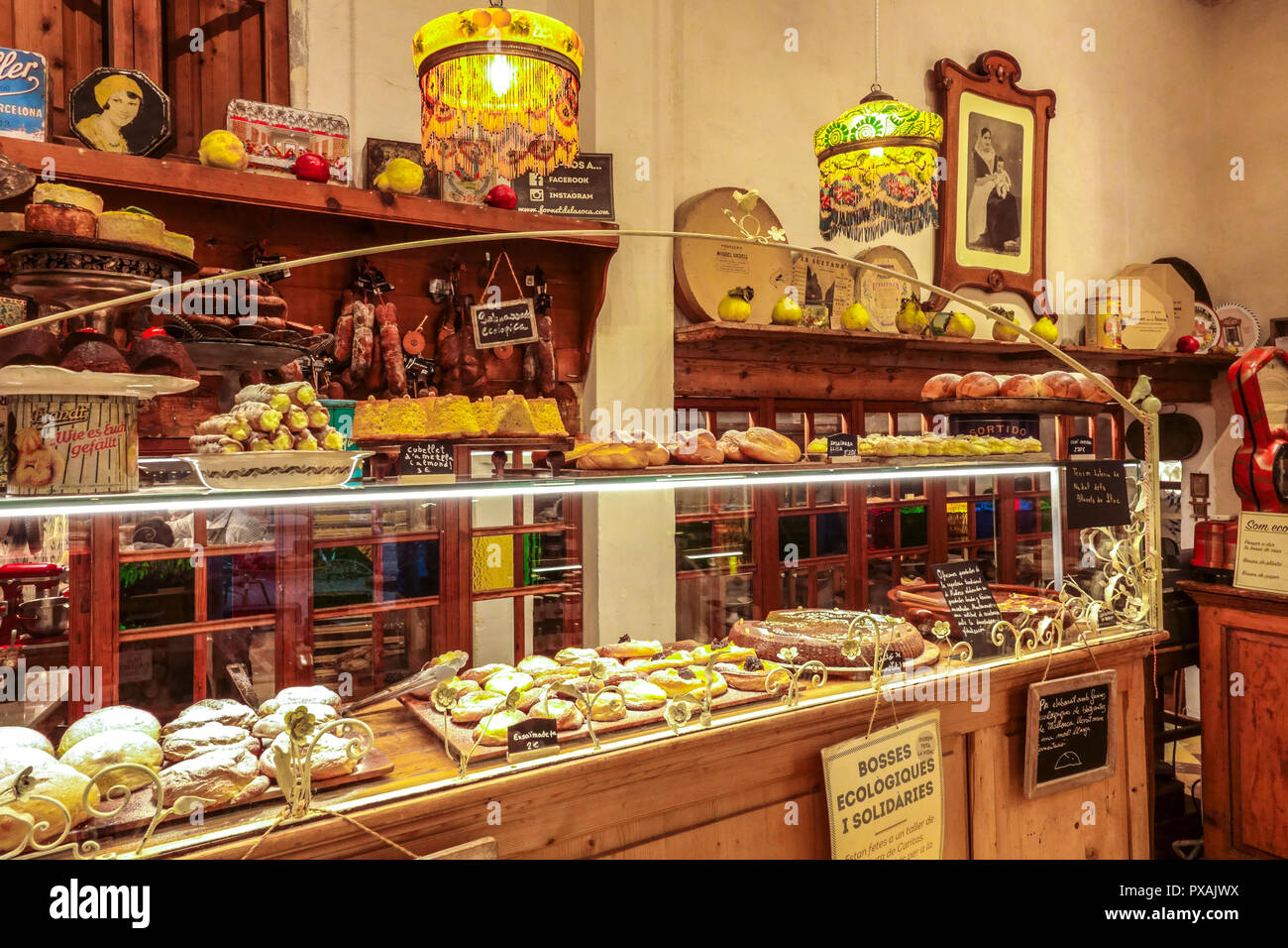 Palma, famosa pasticceria Forn des Teatre, Interior, Palma de Mallorca, pasticceria spagnola Foto Stock