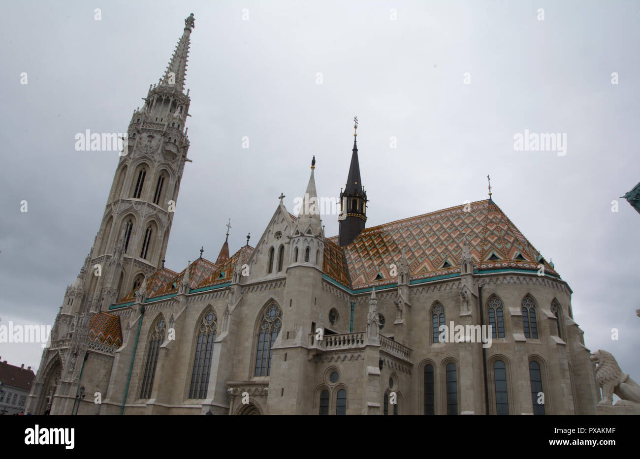 St. Chiesa di Mathias, Budapest, Ungheria. L'edificio attuale fu costruito nella seconda metà del XIV secolo e restaurato nel XIX secolo. Foto Stock