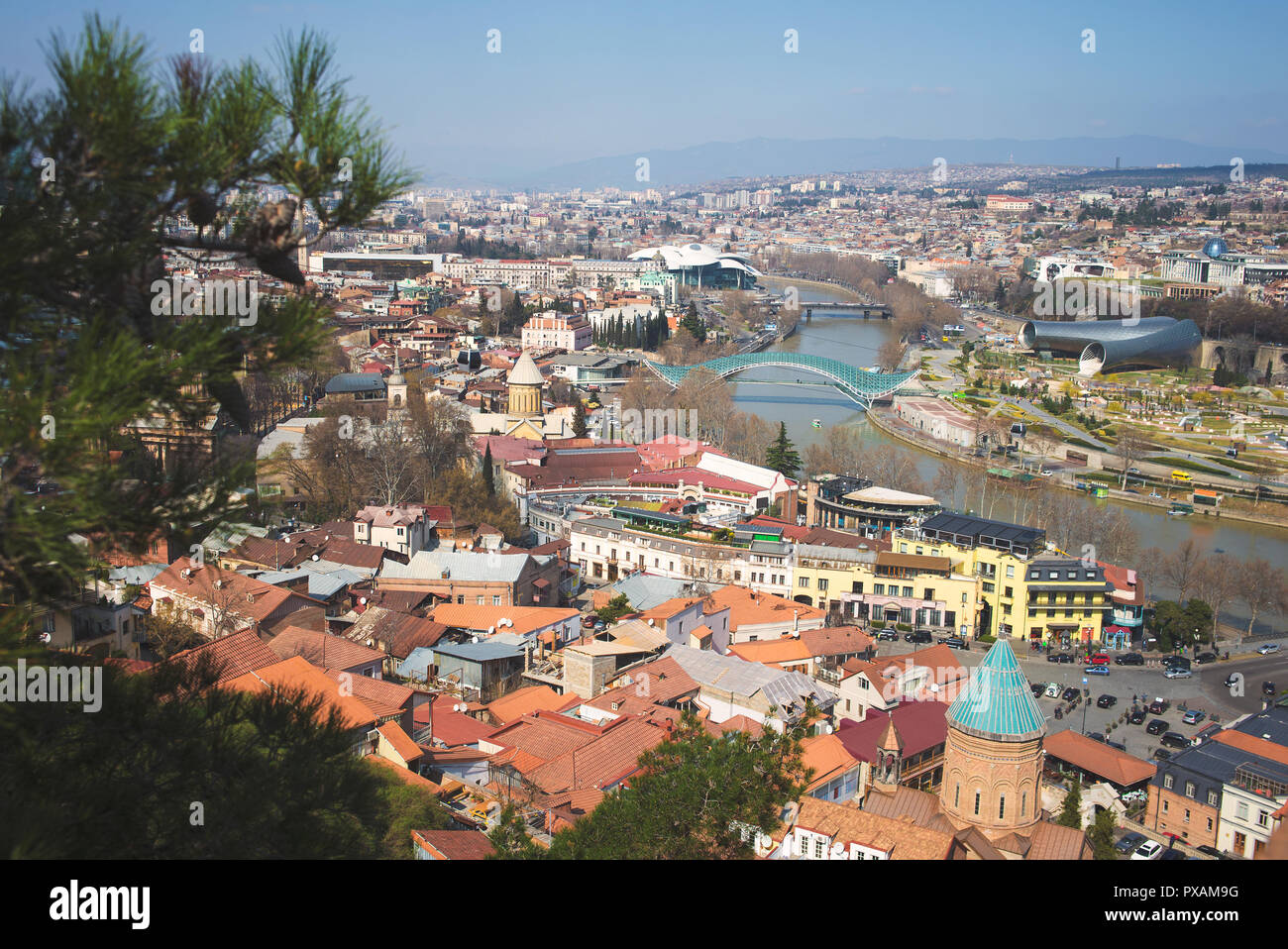 Vista superiore del centro di Tbilisi Foto Stock