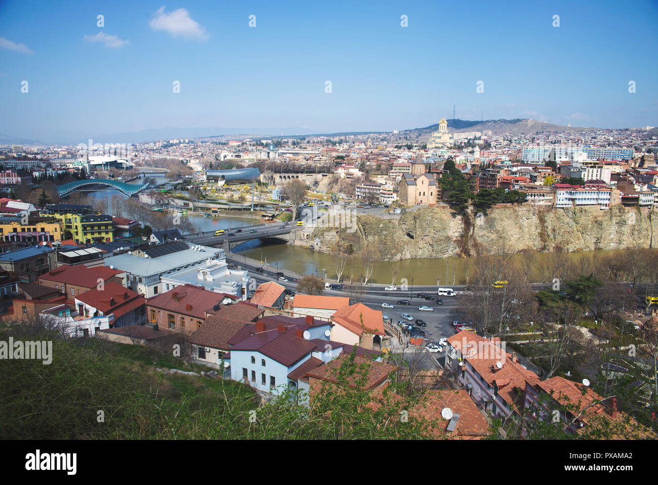 Vista superiore del centro di Tbilisi Foto Stock