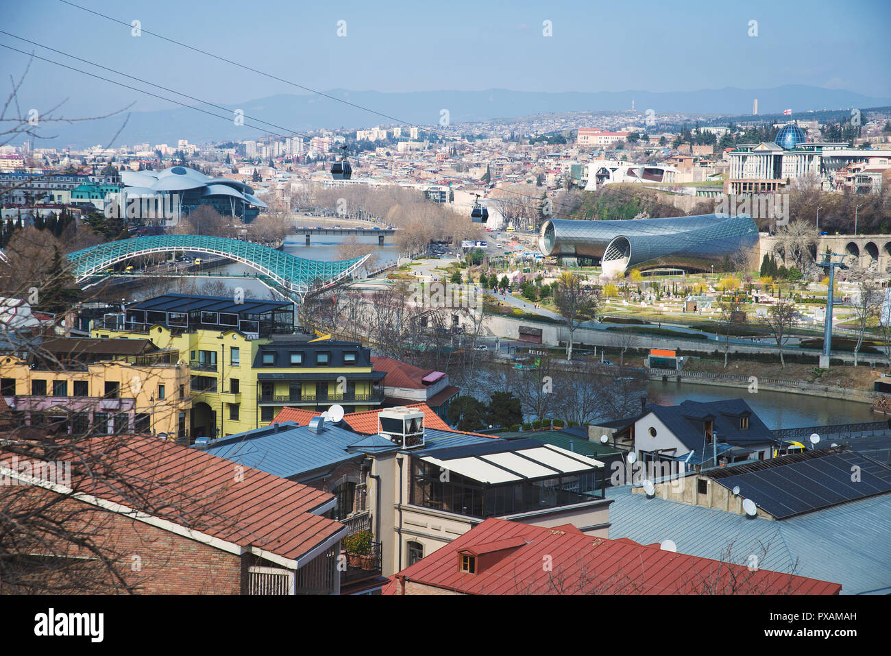 Vista superiore del centro di Tbilisi Foto Stock
