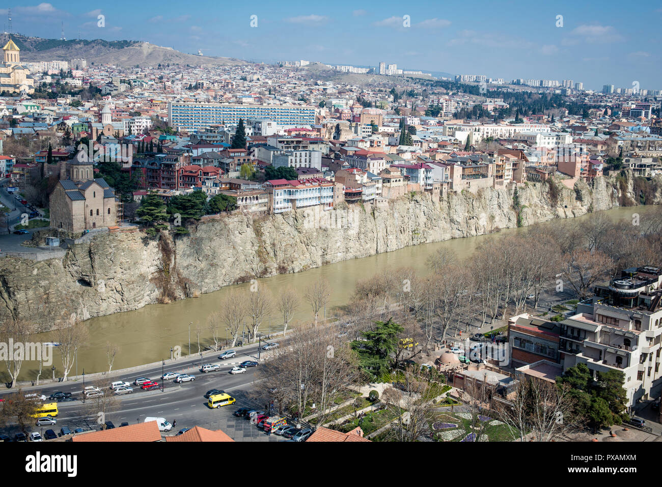 Vista dall'alto di Tbilisi Foto Stock