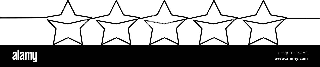Continuo di un disegno della linea. Cinque stelle di prodotto del cliente revisione rating icona. Illustrazione Vettoriale Illustrazione Vettoriale