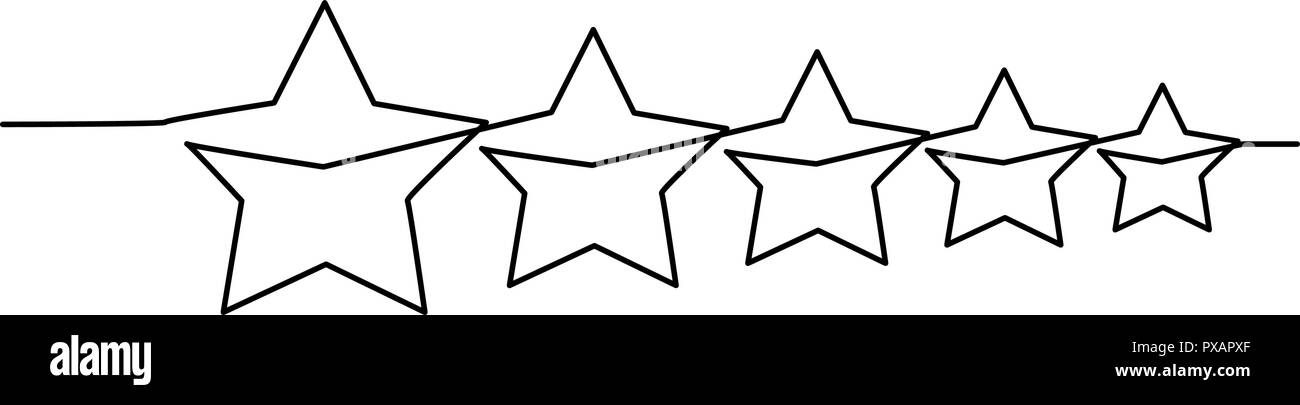 Continuo di un disegno della linea. Cinque stelle di prodotto del cliente revisione rating icona. Illustrazione Vettoriale Illustrazione Vettoriale
