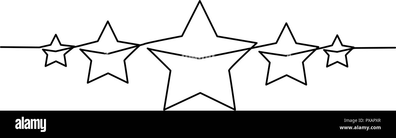 Continuo di un disegno della linea. Cinque stelle di prodotto del cliente revisione rating icona. Illustrazione Vettoriale Illustrazione Vettoriale