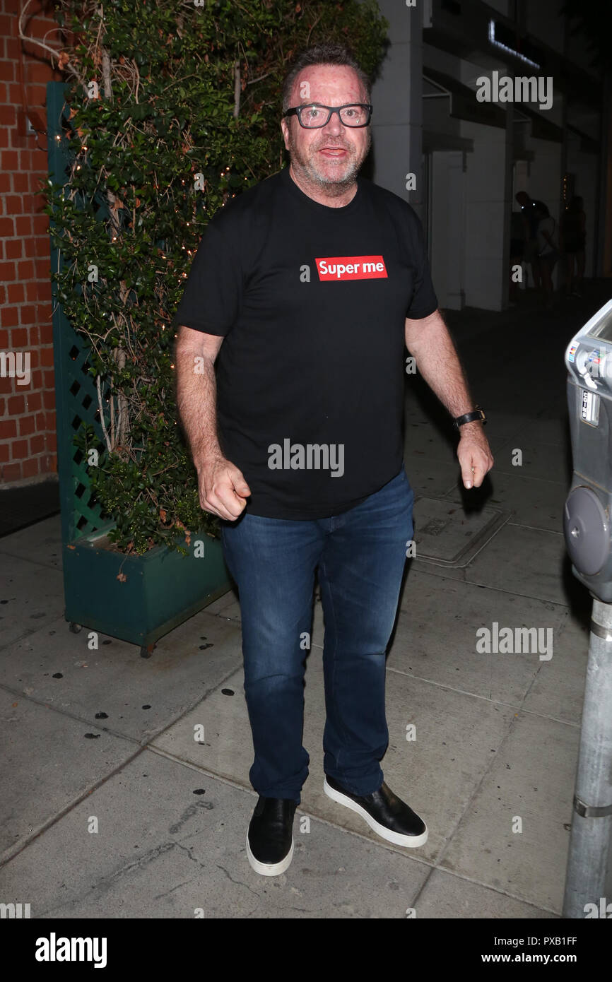 Tom Arnold fuori a cena dopo aver combattuto con Mark Burnett presso un Pre Emmy Party. Il comico è il tentativo di mettere le mani sul "Donald Trump apprendista nastri' mentre il produttore Mark Burnett è riluttante a condividerli finora. Dotato di: Tom Arnold dove: Los Angeles, California, Stati Uniti quando: 19 set 2018 Credit: WENN.com Foto Stock