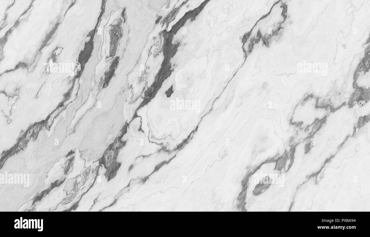 Marmo bianco pattern con parentesi grigio e nero nelle vene. Abstract texture e background. 2D illustrazione Foto Stock