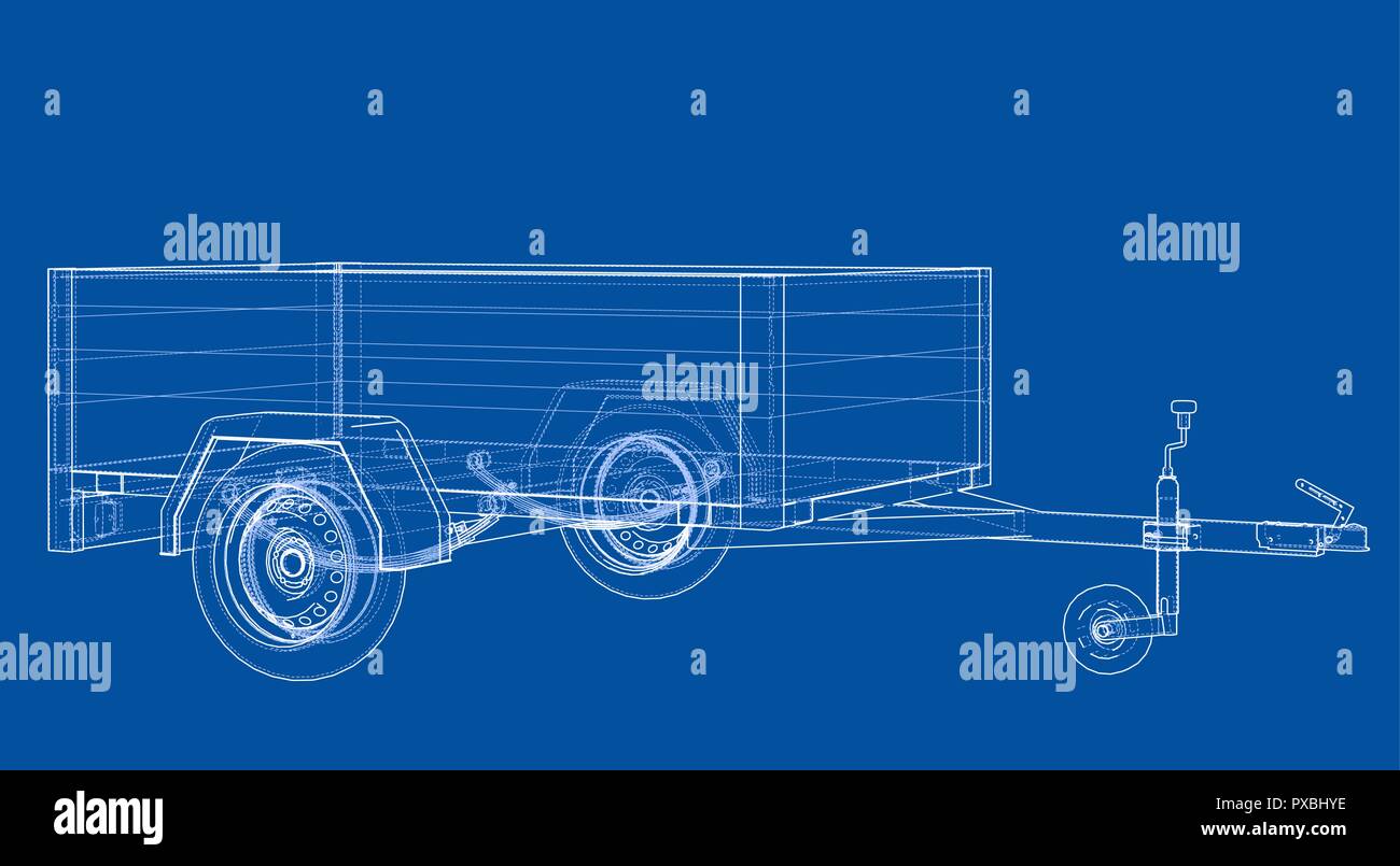 Rimorchio aperto sketch. Vettore Illustrazione Vettoriale