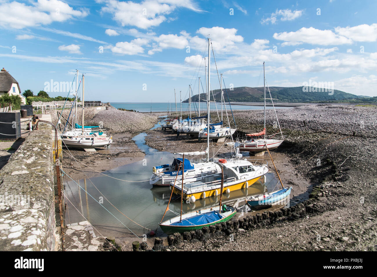 Porlock Weir, un porto naturale in West Somerset Foto Stock